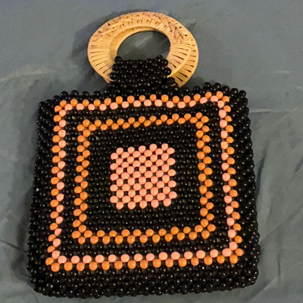Ulla Johnson Black and Pink Beaded Mini Bag